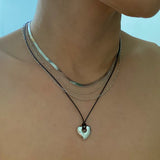 Perfectly Layered Heart And Chain Necklace