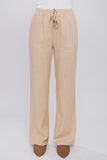 Love Tree Linen Drawstring Waist Long Pants with Pockets