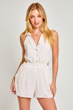 LE LIS Collared Sleeveless Romper