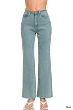 Load image into Gallery viewer, ZENANA Acid Washed Frayed Cutoff Hem Straight Wide Pants