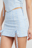 Emory Park GINGHAM MINI SKIRT WITH DRAWSTRINGS