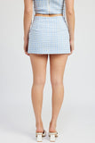 Emory Park GINGHAM MINI SKIRT WITH DRAWSTRINGS