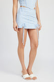 Emory Park GINGHAM MINI SKIRT WITH DRAWSTRINGS