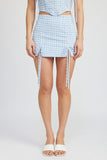 Emory Park GINGHAM MINI SKIRT WITH DRAWSTRINGS