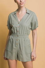 Load image into Gallery viewer, Love Tree Linen Button Down Romper