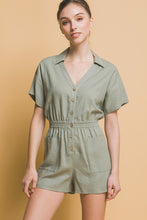 Load image into Gallery viewer, Love Tree Linen Button Down Romper