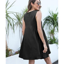 Load image into Gallery viewer, V Neck Sleeveless Mini Loose Pleated Swing Flowy dress, S, 2O-140D004