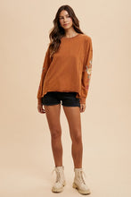 Load image into Gallery viewer, Annie Wear Embroidered Long Sleeve French Terry Top