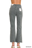 ZENANA Acid Washed High Waist Distressed Straight Pants