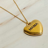 Mama Engraved Heart Pendant Necklace