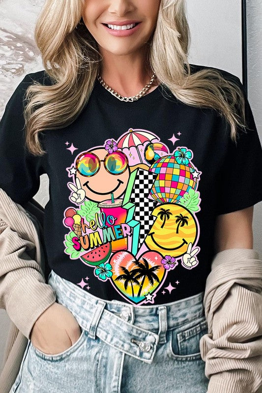 Hello Summer Collage Graphic T Shirts