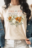 Fall For Jesus He Never Leaves Graphic Tee