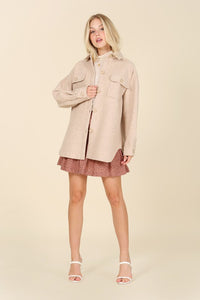 Lilou Light beige shacket with pockets