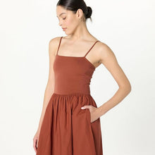 Load image into Gallery viewer, The Drop Womens Robyn Mixed Media Spaghetti Strap Midi Dress, SMALL, 15L-172D007