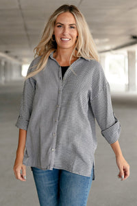 Andree By Unit Mixed Houndstooth Button Up Top