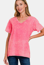 Load image into Gallery viewer, Zenana Full Size Washed Short Sleeve V-Neck T-Shirt