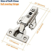 Load image into Gallery viewer, 1 Pair Full Overlay Cabinet Door Hinges,105 Degree Adjustable, 24F-164H003