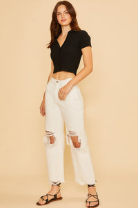 Annie Wear Distressed Raw Hem Jeans