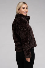 Load image into Gallery viewer, Ambiance Apparel Fluffy Zip-Up Sweater Jacket