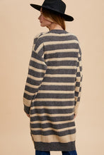 Load image into Gallery viewer, Annie Wear Checkered &amp; Striped Open Front Long Sleeve Cardigan