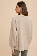 Load image into Gallery viewer, Annie Wear Half Button Ribbed Hem Sweater