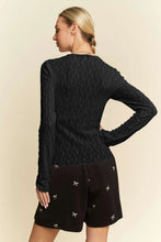Load image into Gallery viewer, Long Sleeve Sheer Small Embroidered Bows Lace Top Back