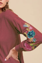 Load image into Gallery viewer, Annie Wear Embroidered Long Sleeve French Terry Top