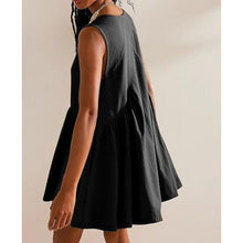 Load image into Gallery viewer, V Neck Sleeveless Mini Loose Pleated Swing Flowy dress, S, 2O-140D004