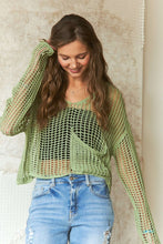 Load image into Gallery viewer, ADORA Crochet Long Sleeve Knit Cover Up with Big Pocket