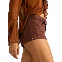 Load image into Gallery viewer, Mid Waist Mini With Belt Fuzzy Suede Micro Shorts, Medium, 22G-196B005