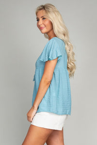 Nuvi Apparel Tie Neck Butterfly Sleeve Blouse