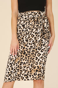 Lilou Satin leopard tie skirt