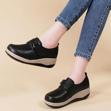 Load image into Gallery viewer, Leather Wedge Rocker Loafers with Adjustable Hook Loop, SIZE 6.5, 12B156S010