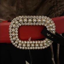 Load image into Gallery viewer, Imitation Pearl &amp; Rhinestone Buckle Belt, 15G-164Belt001