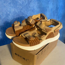 Load image into Gallery viewer, Velcro Sandals - Brown and Tan, sz 9, SL2-129s006