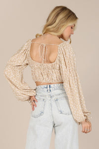 Lilou LS square neck floral crop top