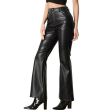 Load image into Gallery viewer, Faux Leather High Waist Bell Bottom Flared Long PU Pants, SIZE XL, 1EE-165B002