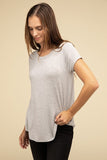 ZENANA Round Hem Rayon Short Sleeve Top