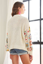 Load image into Gallery viewer, ADORA Plus Size Contrast Crochet Open Front Long Sleeve Cardigan