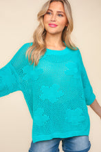 Load image into Gallery viewer, Haptics Floral Crochet Side Slit Knit Top