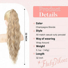 Load image into Gallery viewer, Flexible Wrap Around Long Wavy Curly Ponytail Hair Extensions, 18A-193H001