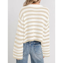 Load image into Gallery viewer, Striped Cardigan Sweater, Purple and White, LARGE, 1BB-137T005