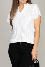 Load image into Gallery viewer, Nuvi Apparel Embroidered eyelet blouse with ruffle