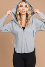 Load image into Gallery viewer, Culture Code Full Size Ribbed Zip Up Drawstring Hooded Jacket