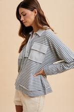 Load image into Gallery viewer, Annie Wear Striped Button Detail Long Sleeve Polo Top