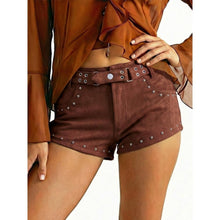 Load image into Gallery viewer, Mid Waist Mini With Belt Fuzzy Suede Micro Shorts, Medium, 22G-196B005