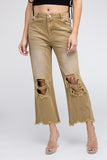 BiBi Distressed Vintage Washed Wide Leg Pants