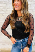 Load image into Gallery viewer, Black Bow Mesh Long Sleeve Top