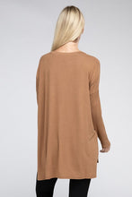 Load image into Gallery viewer, ZENANA Dolman Long Sleeve V-Neck Side Slit Hi-Low Hem Top