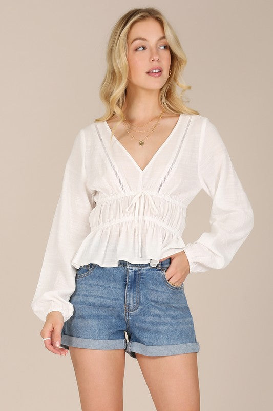 Lilou LS sheer lace top